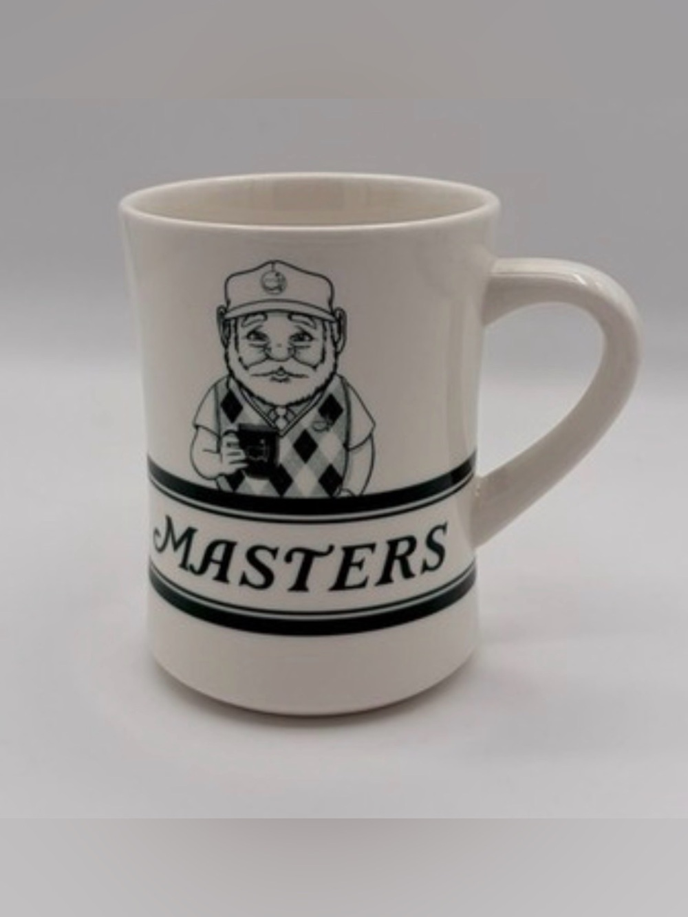 Masters Golf Coffee Mug Caddy Golfer Green White Ceramic Cup Golf Collectible